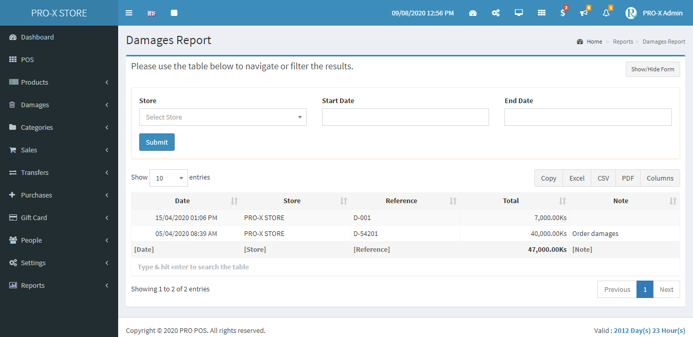 Damages-Report-PRO-POS